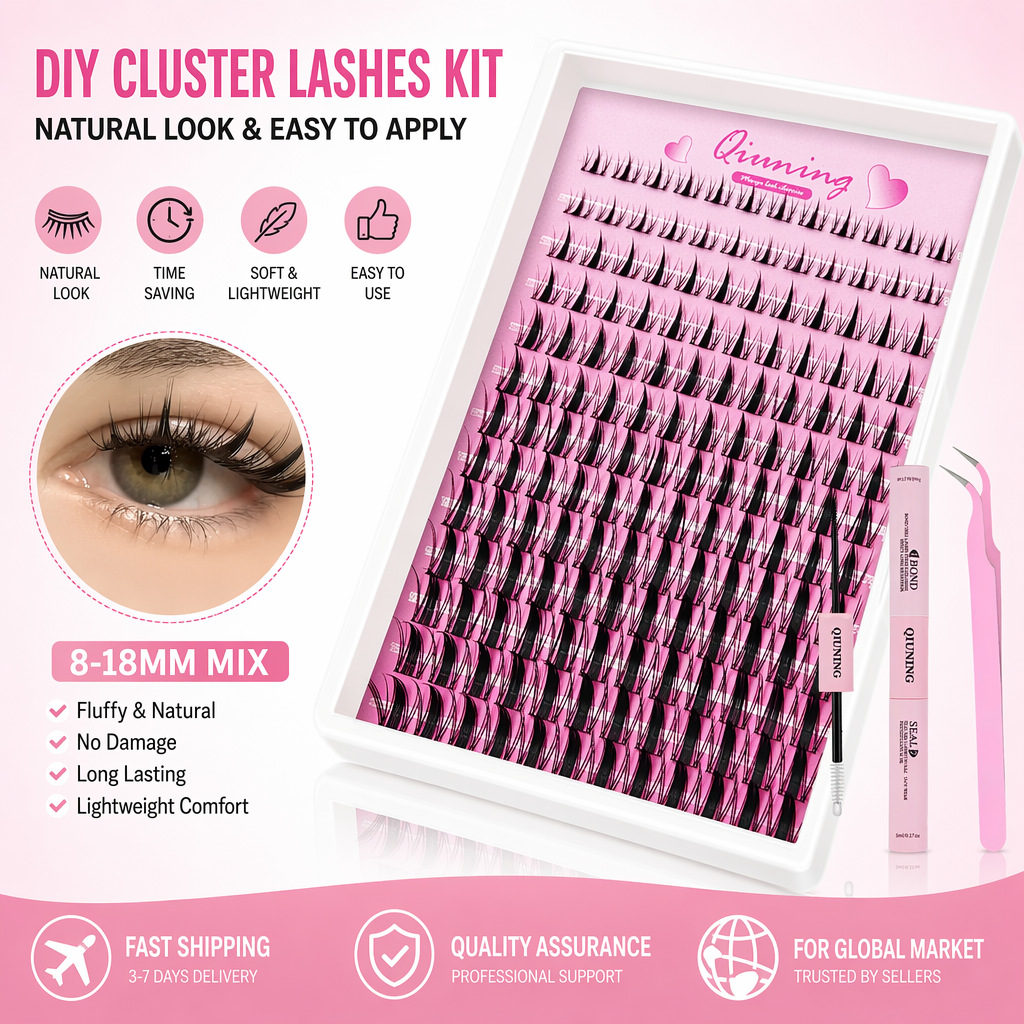QIUNING Lash Clusters Manga La - Eyelash Extension Wet Look ulasan dan harga