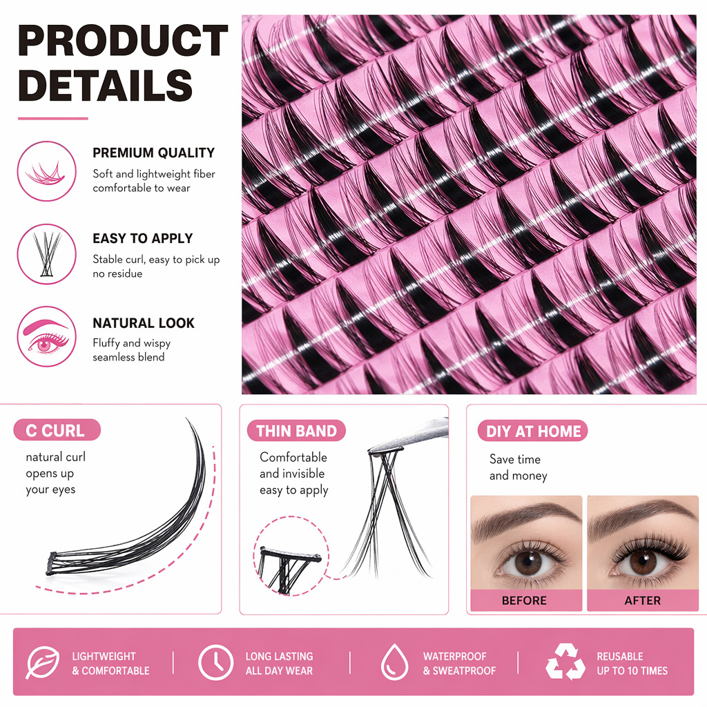 QIUNING Lash Clusters Manga La - Eyelash Extension Wet Look ulasan dan harga