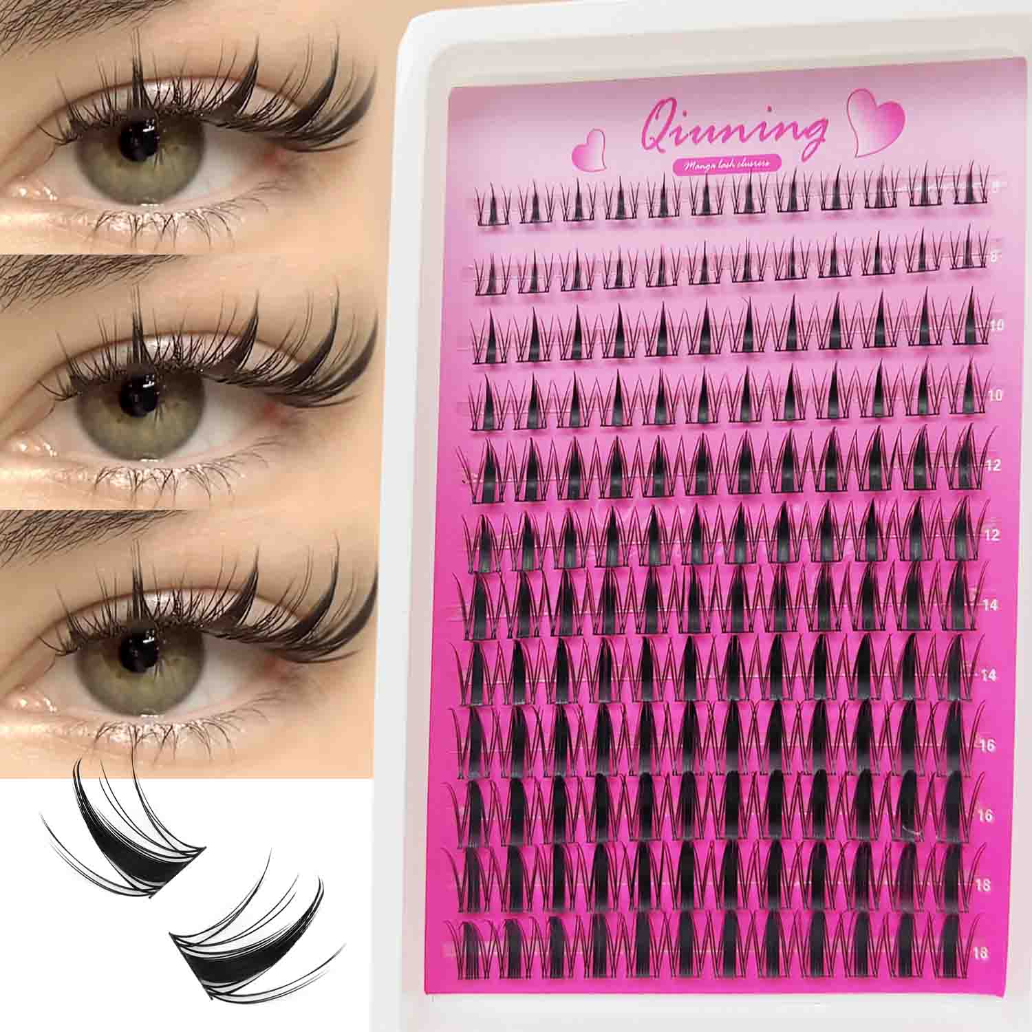 QIUNING Lash Clusters Manga La - Eyelash Extension Wet Look ulasan dan harga